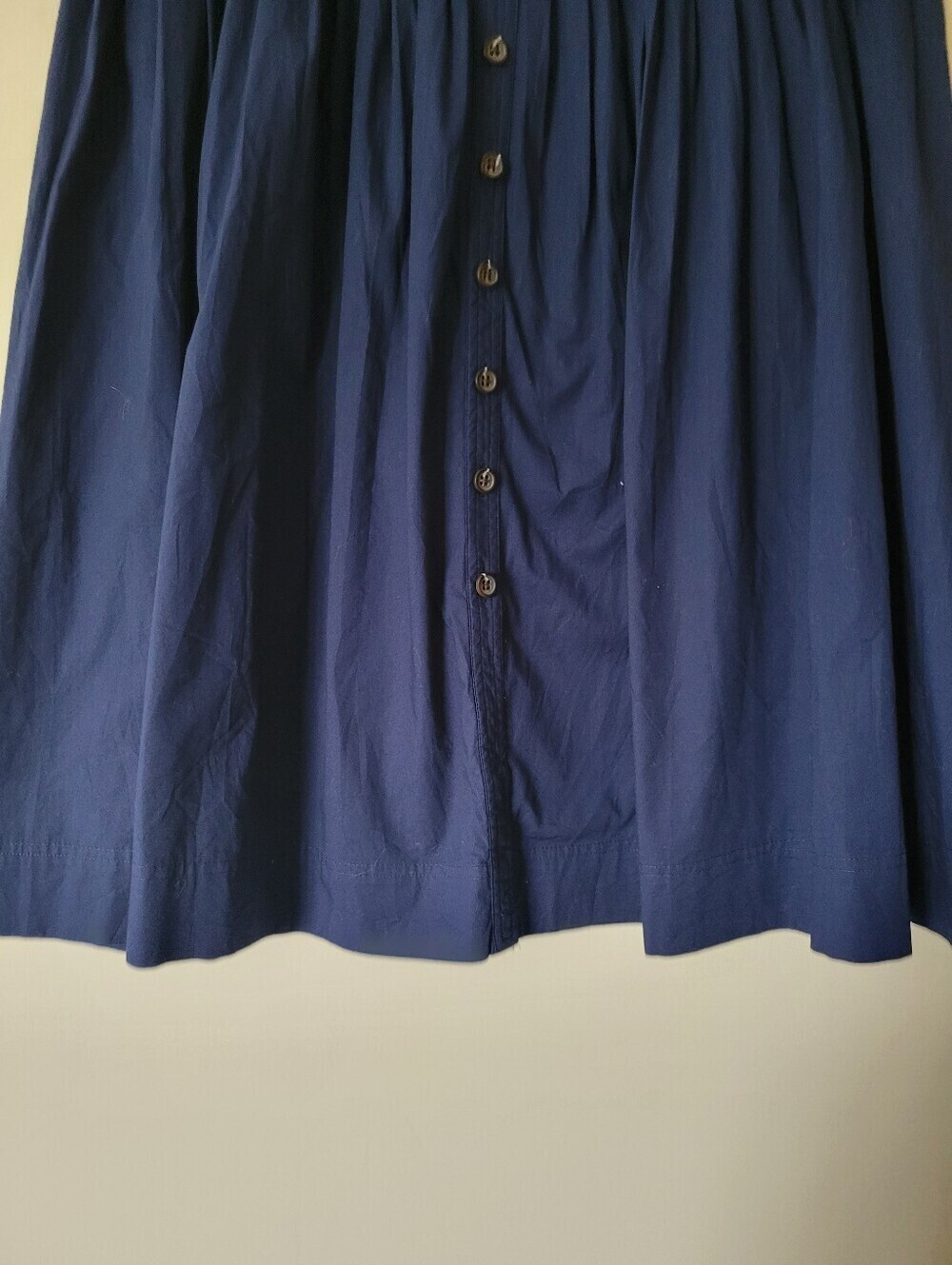 J. Crew Pleated button-front midi skirt Cotton Poplin Navy Blue Size Large - Picture 5 of 7